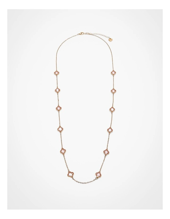 Diamante Clover Long Necklace Blush image 1
