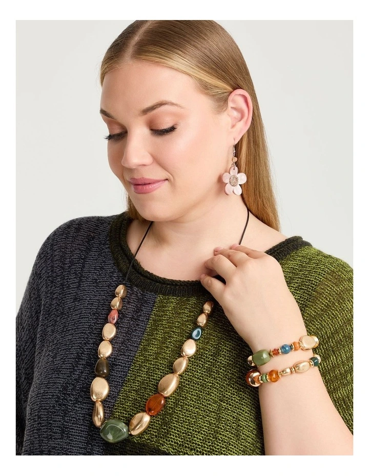 Beaded Autumn Long Necklace Multi image 2