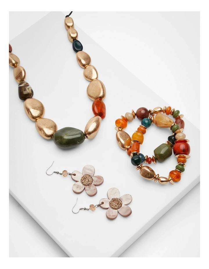 Beaded Autumn Long Necklace Multi image 4