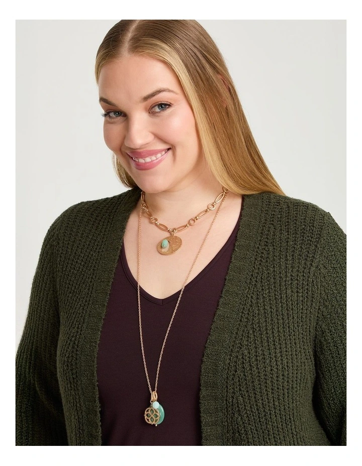 Multi Wear Beaded Necklace Green image 2