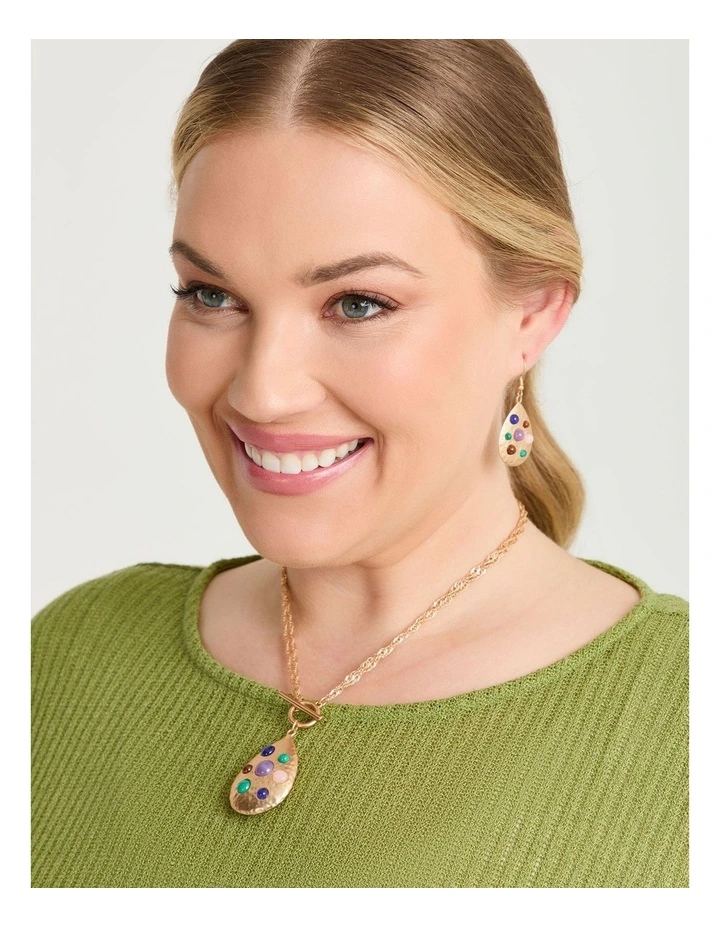 Natural Gems Pendant Necklace Gold image 2