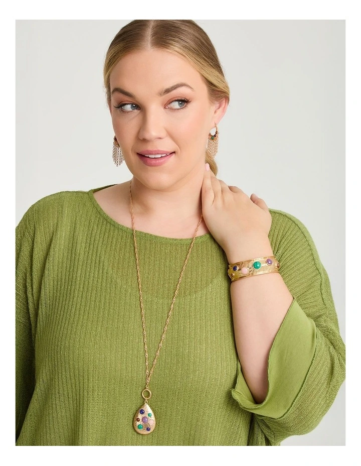 Natural Gems Pendant Necklace Gold image 3