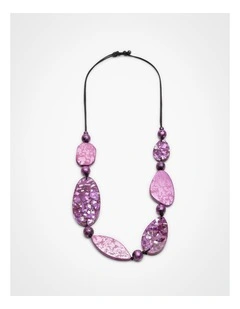 Metallic Foil Statement Necklace Purple