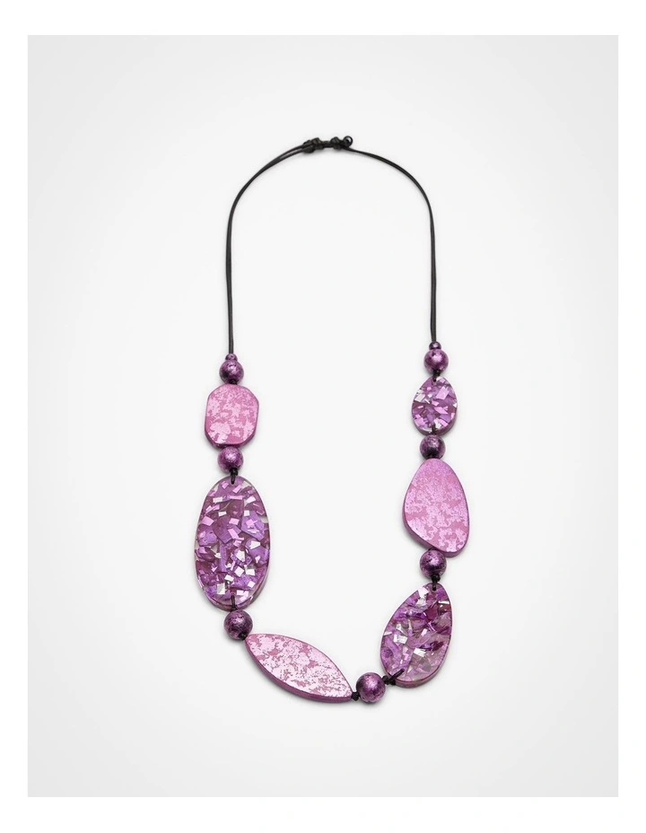 Metallic Foil Statement Necklace Purple image 1