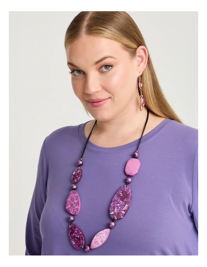 Metallic Foil Statement Necklace Purple image 2