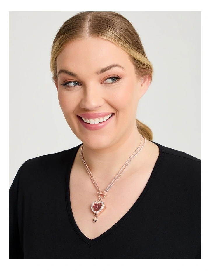 Red Watch Heart Multiwear Necklace Rose Gold image 3