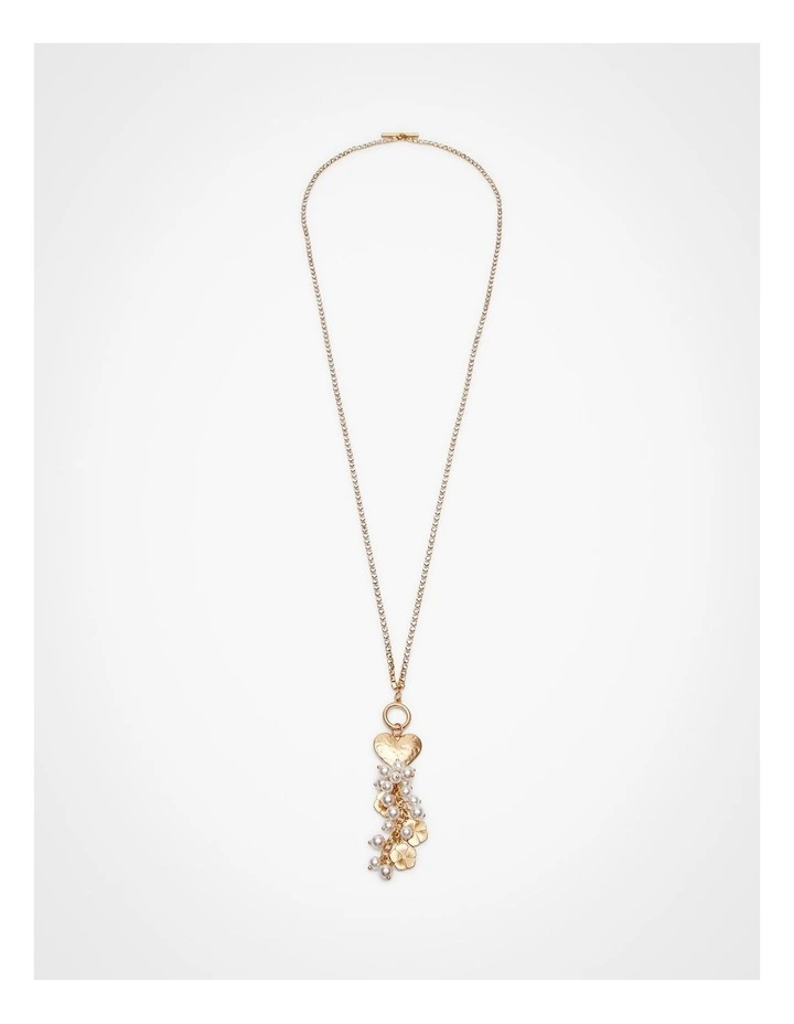 Natural Gems Pearl Cluster Necklace Gold image 1
