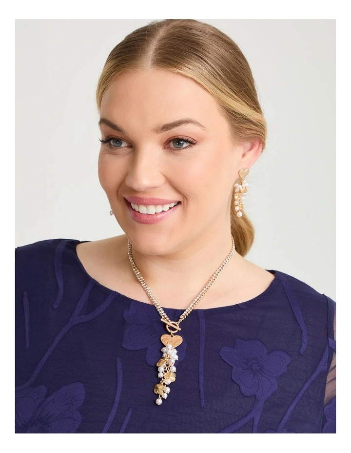 Natural Gems Pearl Cluster Necklace Gold image 3