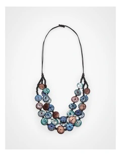 Layered Threaded Bead Necklace Multi