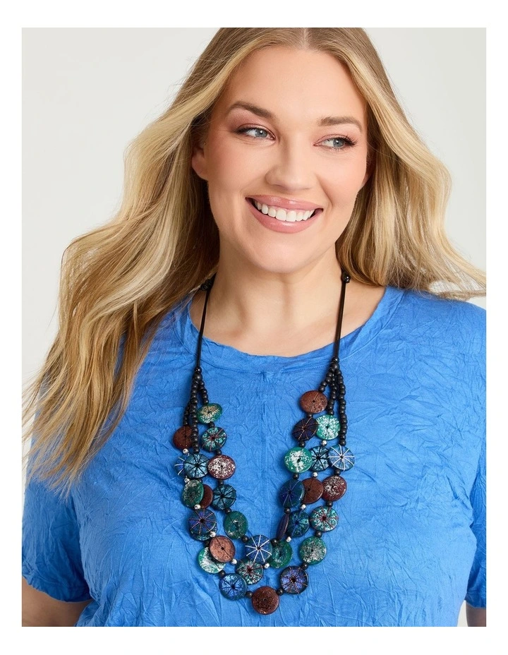 Layered Threaded Bead Necklace Multi image 2