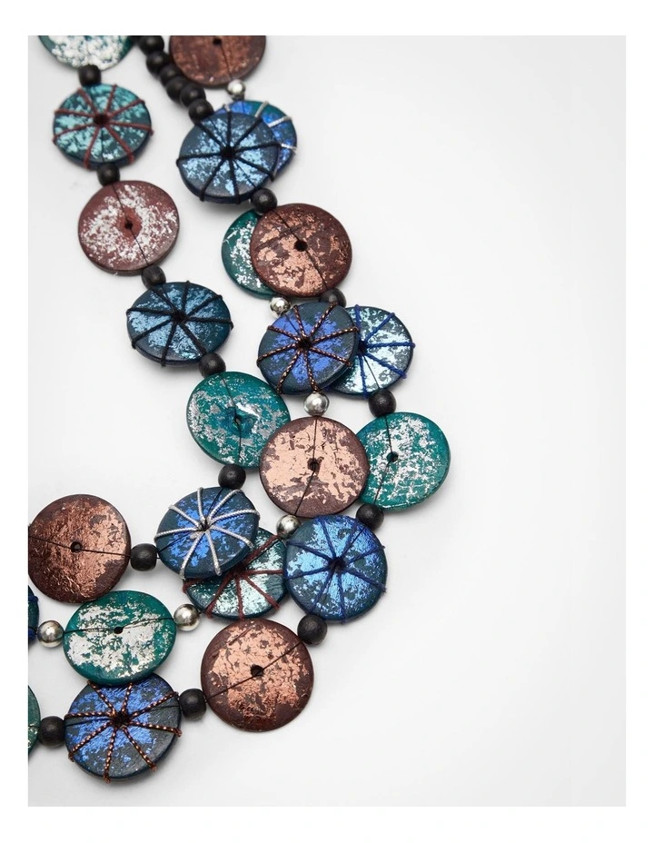 Layered Threaded Bead Necklace Multi image 3