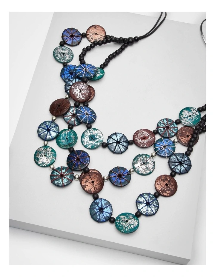 Layered Threaded Bead Necklace Multi image 4