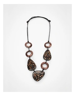 Abstract Bead Resin Necklace Brown