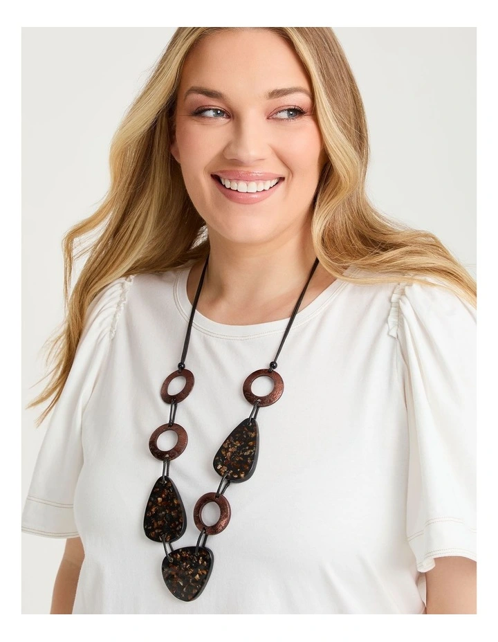 Abstract Bead Resin Necklace Brown image 2