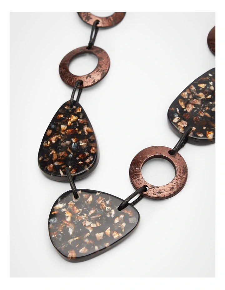 Abstract Bead Resin Necklace Brown image 3