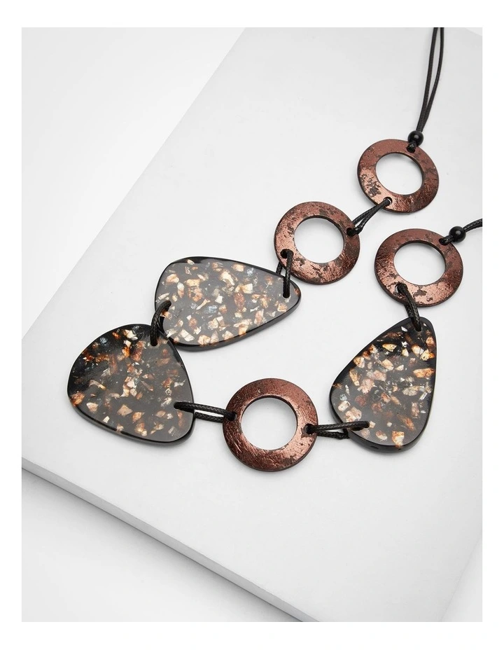 Abstract Bead Resin Necklace Brown image 4
