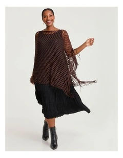 Dressy Crochet Poncho Brown