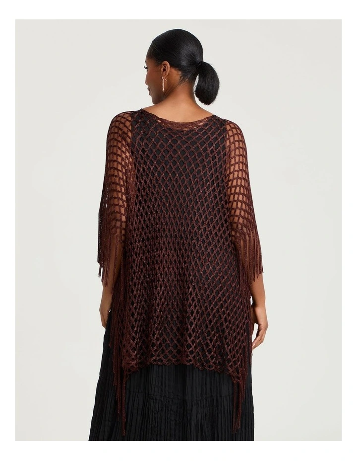 Dressy Crochet Poncho Brown image 2