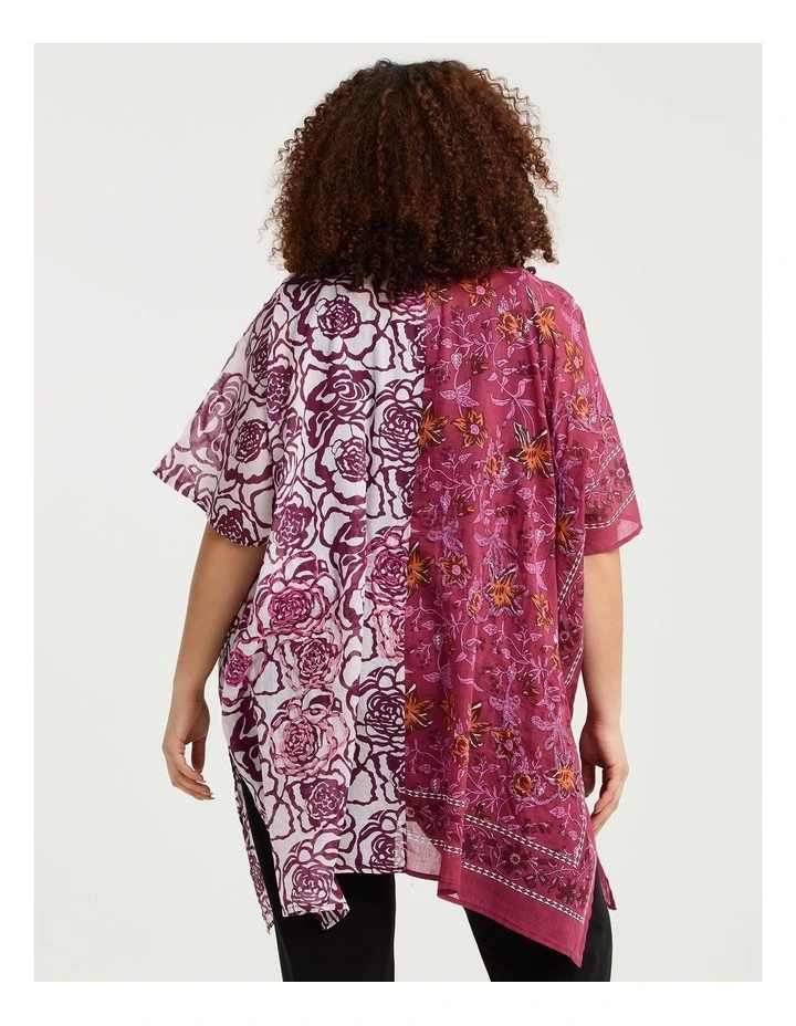Embroidered Spliced Floral Poncho Pink image 2