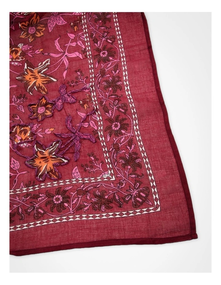Embroidered Spliced Floral Poncho Pink image 4