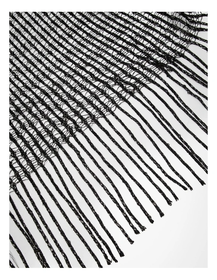 Metallic Open Weave Poncho Black/silver image 4