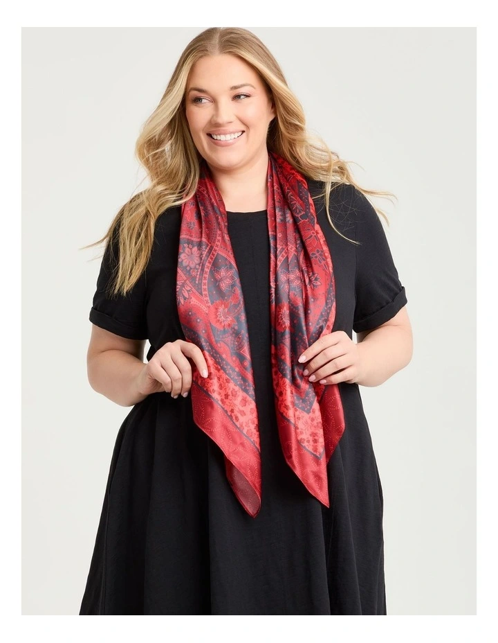 Bohemian Print Small Scarf Red image 2