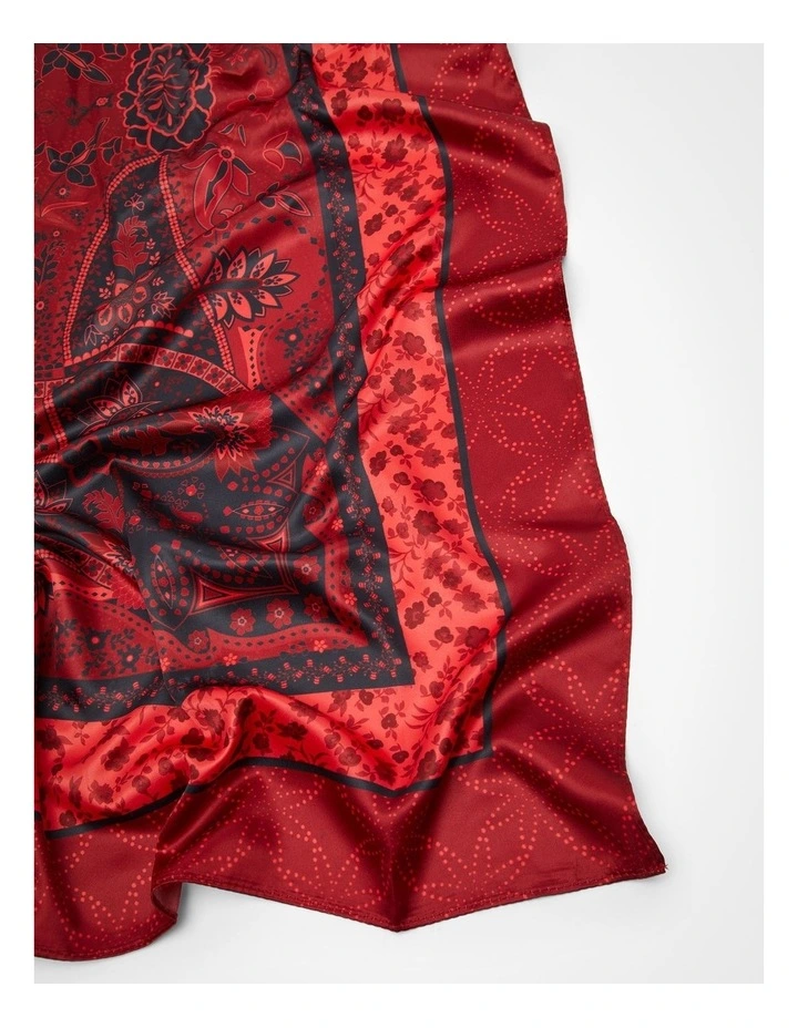 Bohemian Print Small Scarf Red image 4