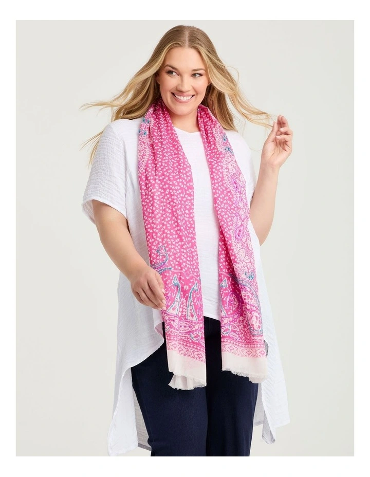 Embroidered Summer Scarf Pink image 3