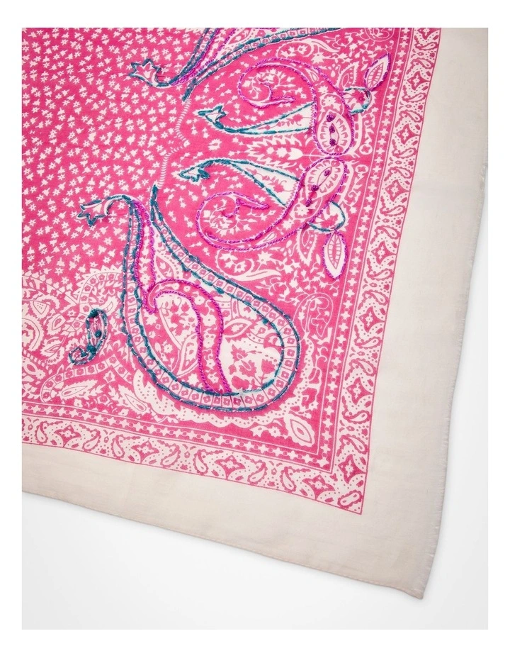 Embroidered Summer Scarf Pink image 4