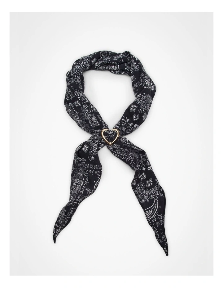 Bandana Thin Scarf With Loveheart Black/white image 1