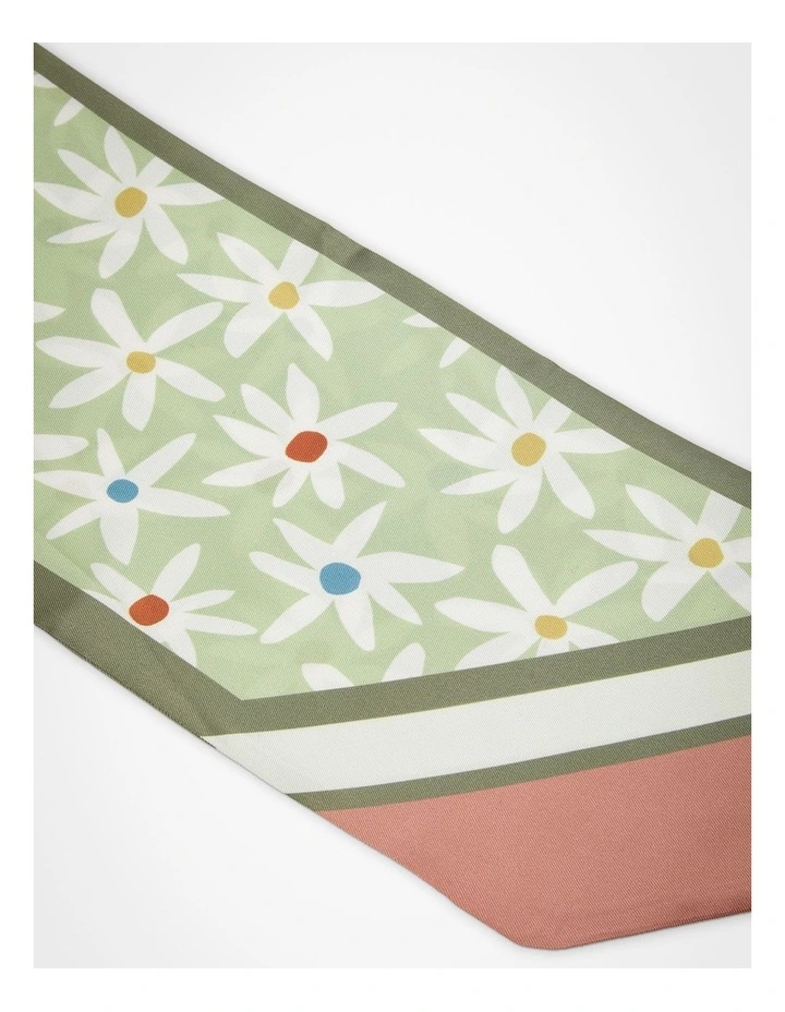 Thin Flower Print Silky Scarf Green image 4