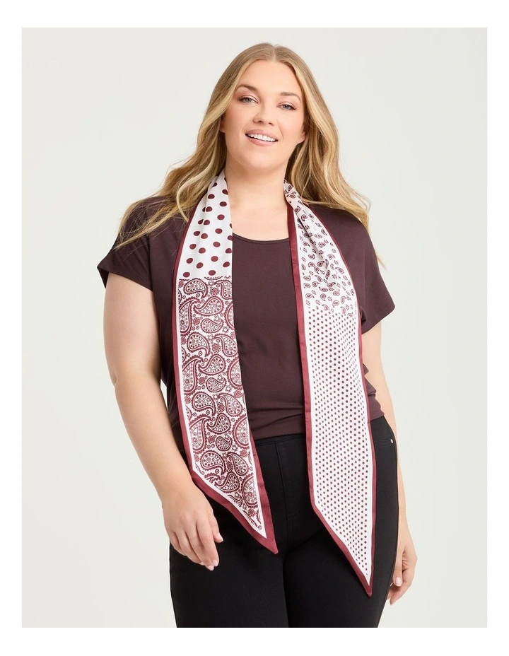 Multi Print Silky Scarf Brown image 2
