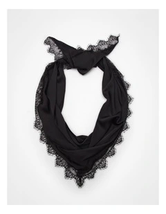 Lace Trim Triangle Scarf Black