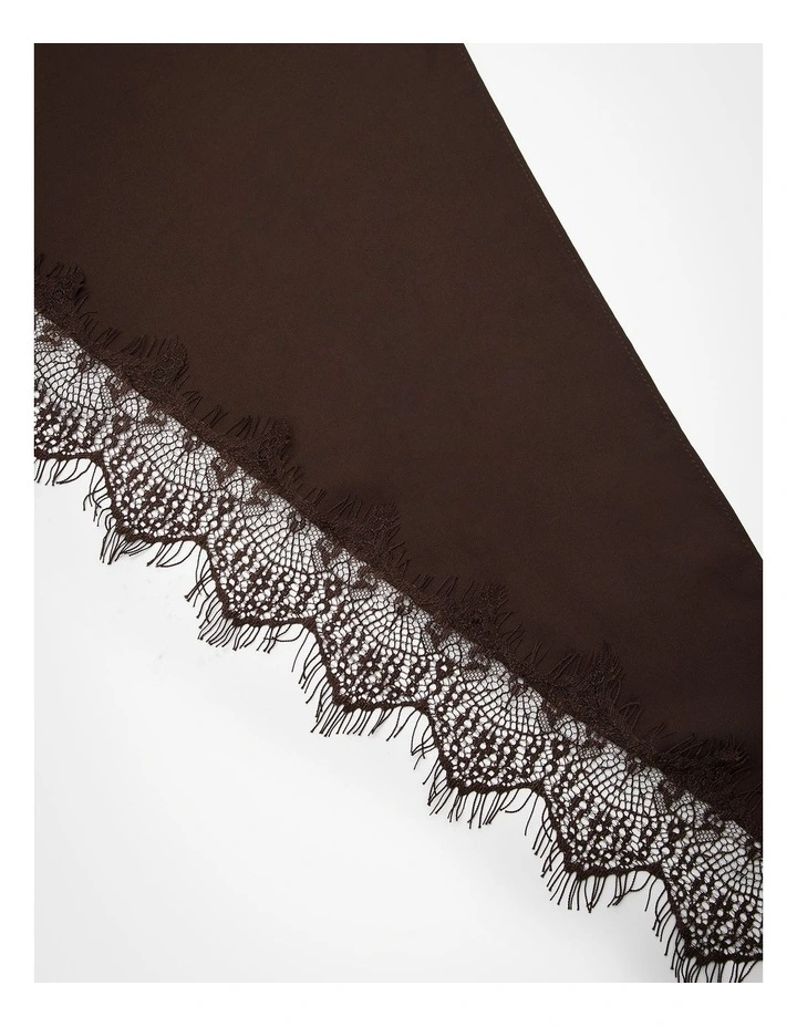 Lace Trim Triangle Scarf Brown image 4