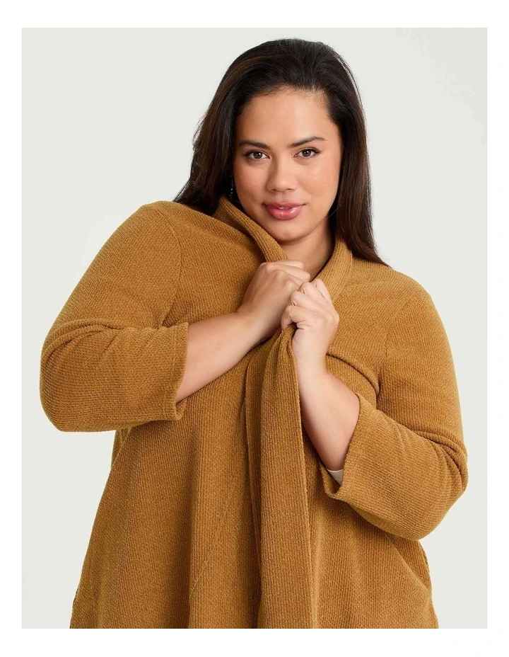 Honeycomb Long Cardigan Toffee image 3