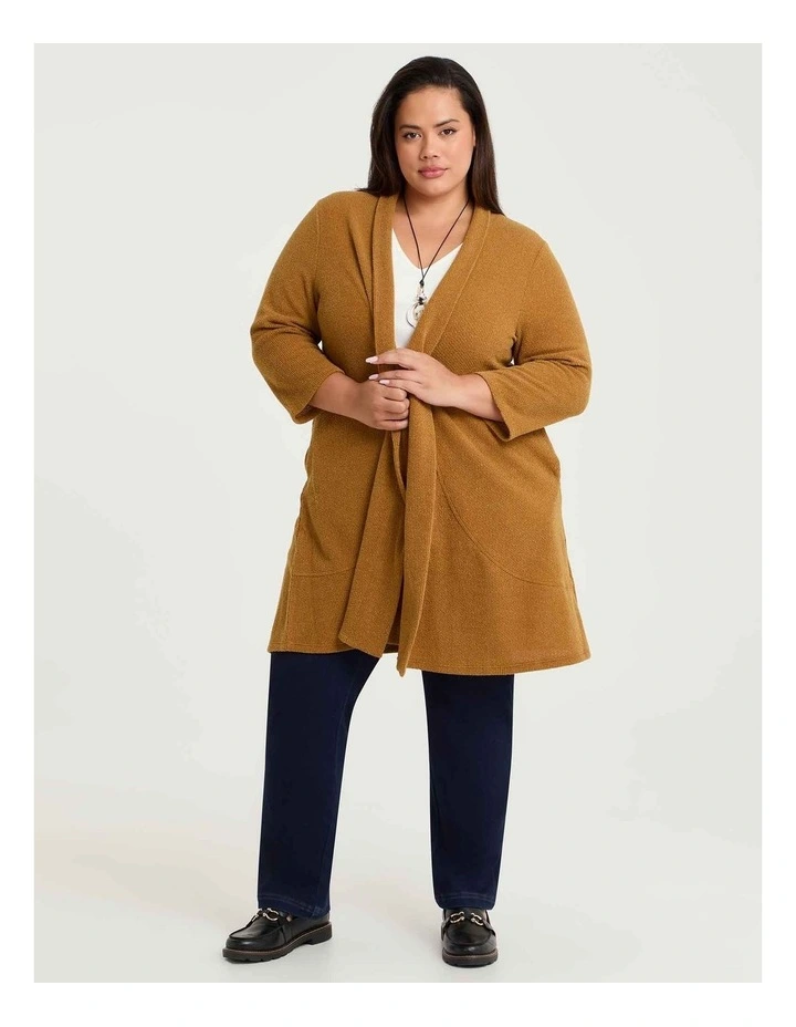 Honeycomb Long Cardigan Toffee image 4