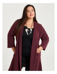 Honeycomb Long Cardigan Wine