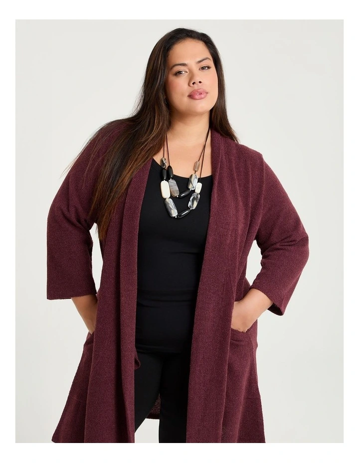 Honeycomb Long Cardigan Wine image 1