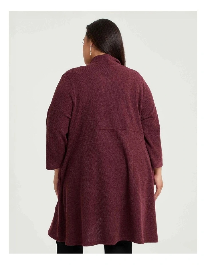 Honeycomb Long Cardigan Wine image 2