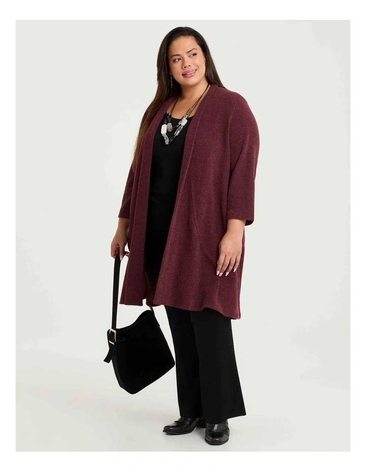 Honeycomb Long Cardigan Wine image 4