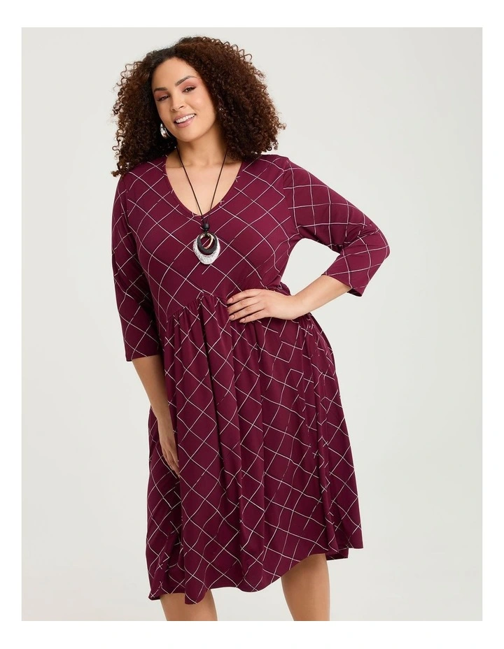 Eden Print Dress Burgundy image 3