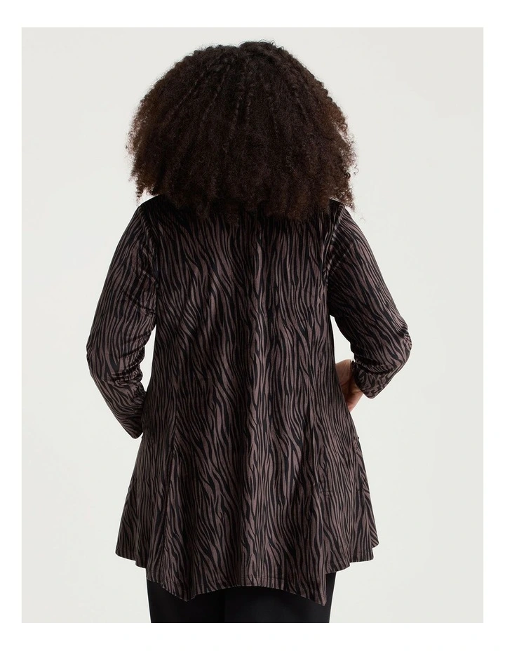 Zip Velour Knit Jacket Chocolate Print image 2