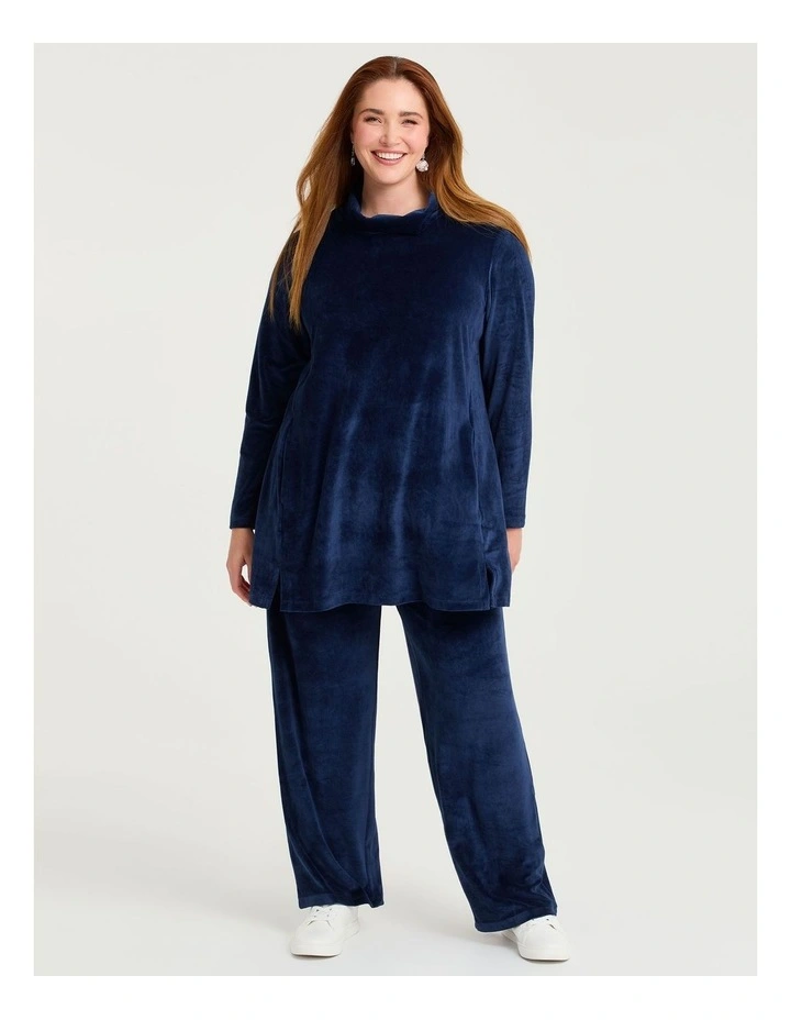 Velour Straight Leg Pant Ink Navy image 3