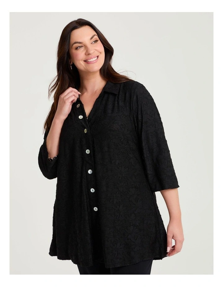 Melina Textured Shirt Black image 3