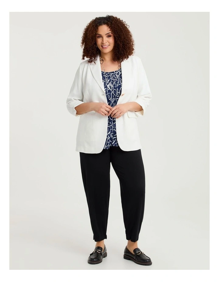 Printed Pintuck Top Navy/white image 4