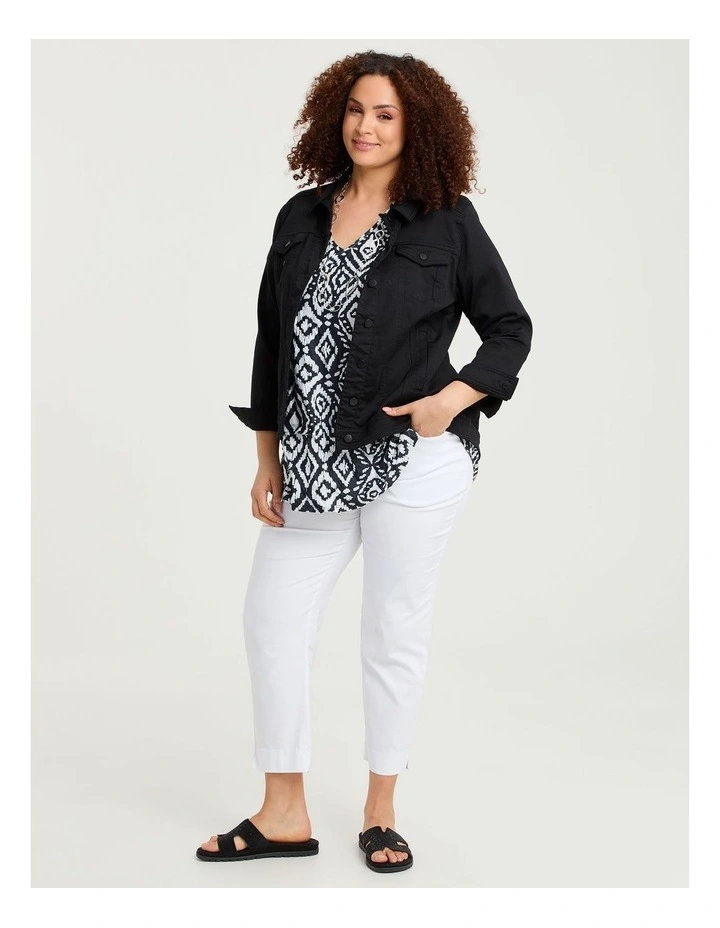 Crushed Print Top Black/White image 3