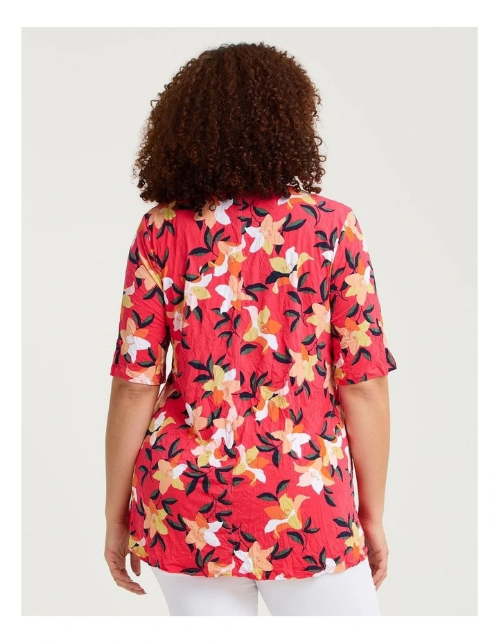 Crushed Print Top Coral/Multi image 2