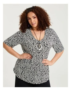 Crushed Print Top Ditsy Print