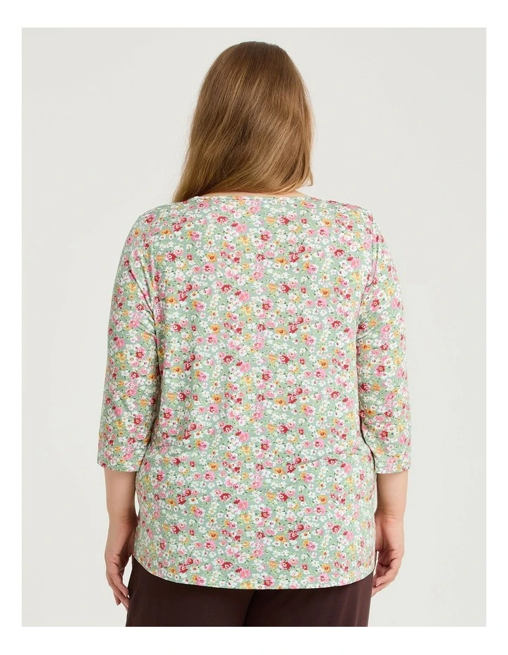 Emmy Long Sleeve T-shirt Sage in Floral Print image 2