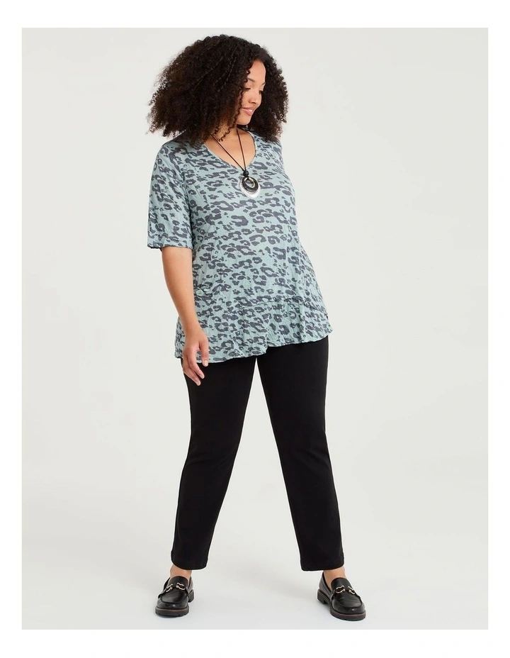 Crushed Animal Print Top in Mint image 3